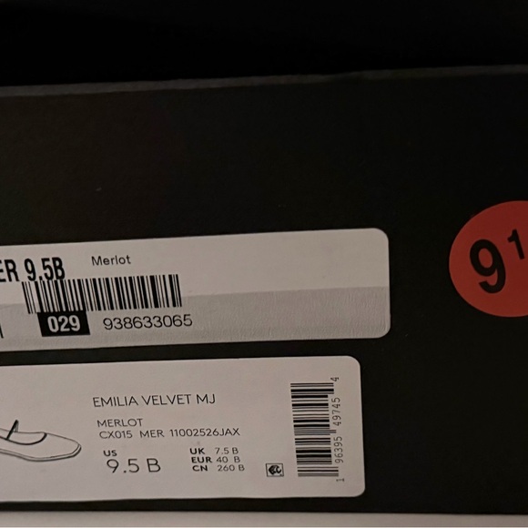 Coach Women's Dark Red Velvet Flats - Picture 4 of 5